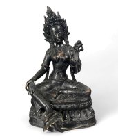 Grüne Tara Buddha Figur aus Bronze 35 cm