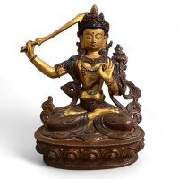 Manjushri Buddha Figur aus Bronze - vergoldet