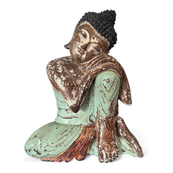 Buddha Figur Holz Statue Relax - 50cm groß