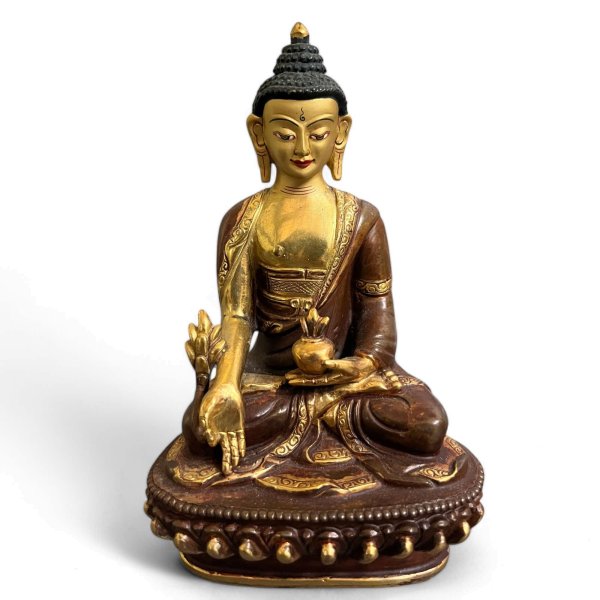 Medizin Buddha Figur Bronze vergoldet 15,5cm