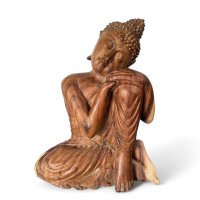 Buddha Figur Holz Statue Relax - 49cm groß