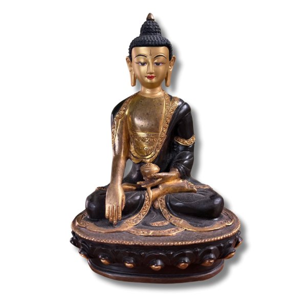 Buddha Figur Bronze Siddharta Gautama mit Vergoldung