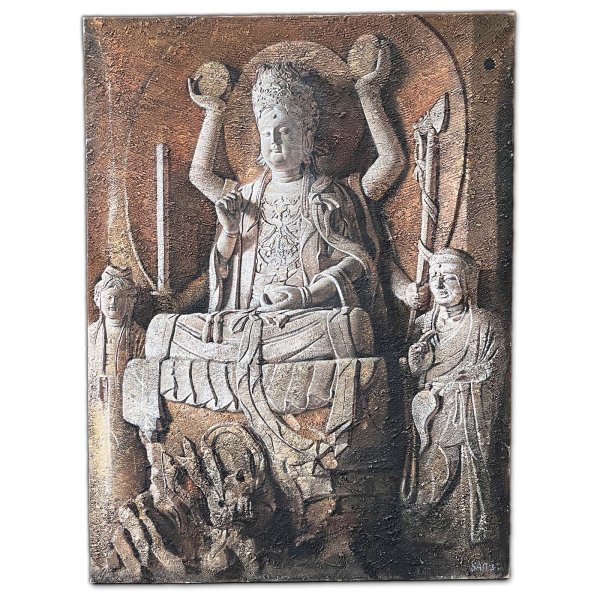 Buddha Gemälde Wandbild groß - Unikat