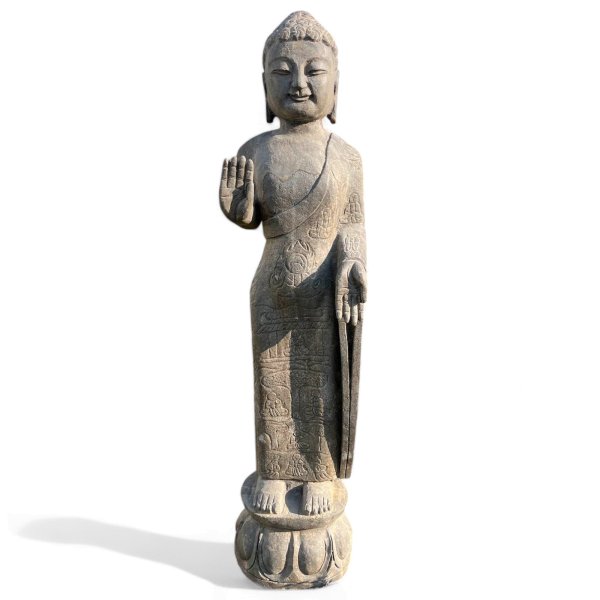 Garten Buddha Statue stehende Skulptur Schutz Geste 130 cm groß