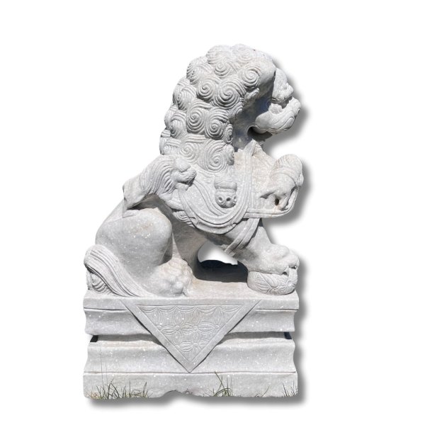 Chinesischer Wächterlöwe Tempellöwe Marmor Skulptur China 110cm
