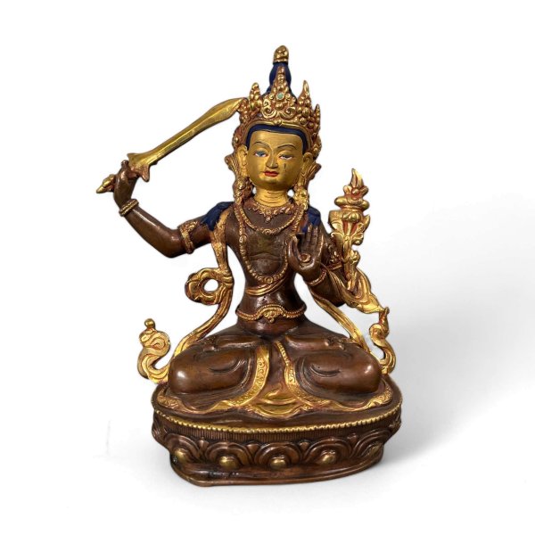 Manjushri Buddha Figur aus Bronze - vergoldet