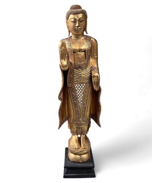 Holz Buddha Statue 138 cm groß Thailand Wochentag Montag