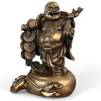 Happy Buddha Bronze Figur China Glücksbringer