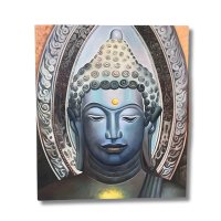 Handgemaltes Buddha-Kopf-Wandbild aus Thailand