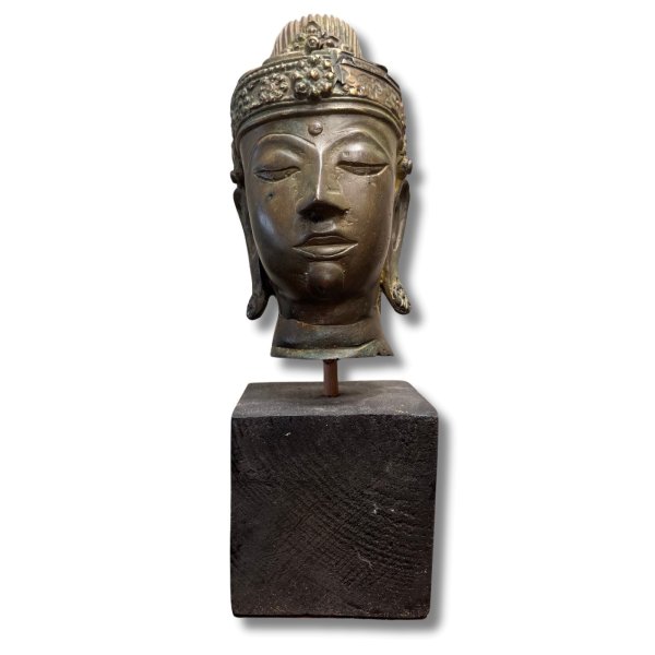 Buddha Kopf Bronze Figur Thailand - 24,5cm groß