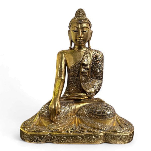 Holz Buddha Statue Thailand blattvergoldet 58cm groß