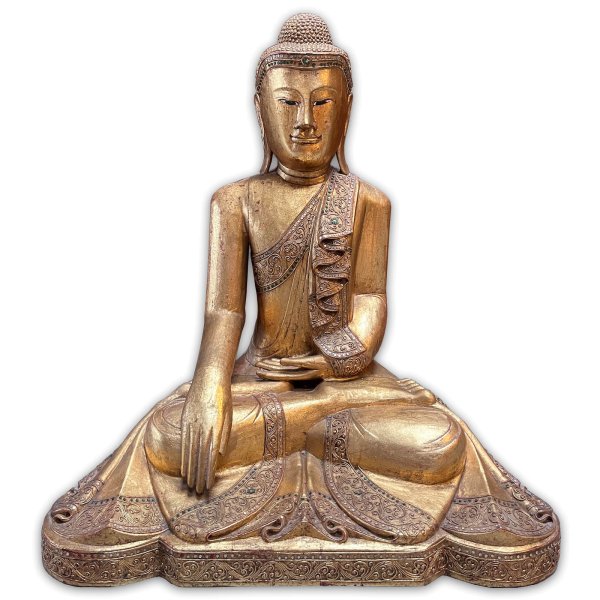 Holz Buddha Statue Thailand blattvergoldet