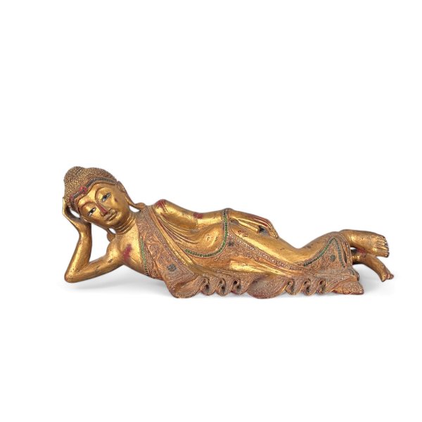 Liegende Holz Buddha Figur aus Mandalay 63cm