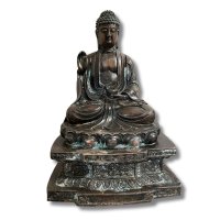 Buddha Figur Bronze Skulptur Schutzgeste 27cm