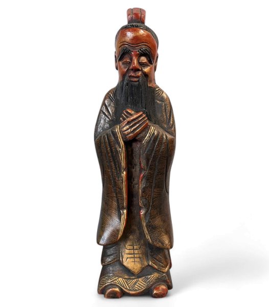 Konfuzius Figur China Holz Skulptur - 46 cm groß