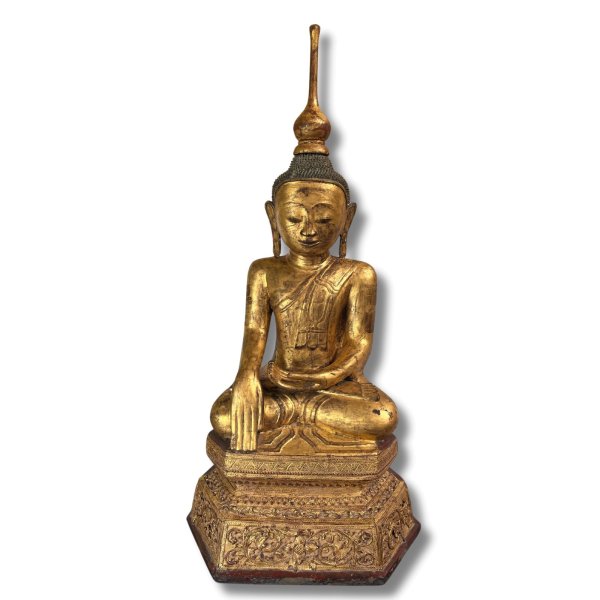 Vergoldete Buddha Statue aus Burma, Pappmaché