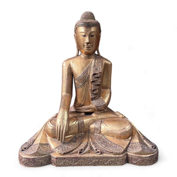 Holz Buddha Statue Thailand blattvergoldet 90cm groß