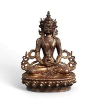 Buddha Figur Bronze Amitayus Skulptur 22 cm