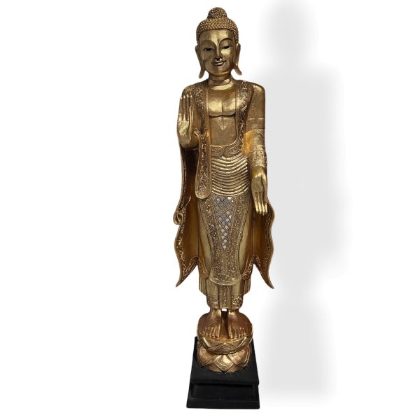 Holz Buddha Statue 140 cm groß Thailand Wochentag Montag