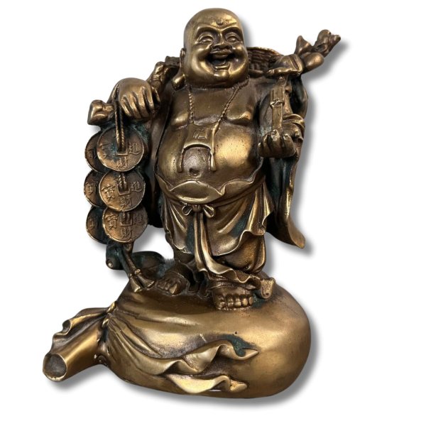 Happy Buddha Bronze Figur China Glücksbringer