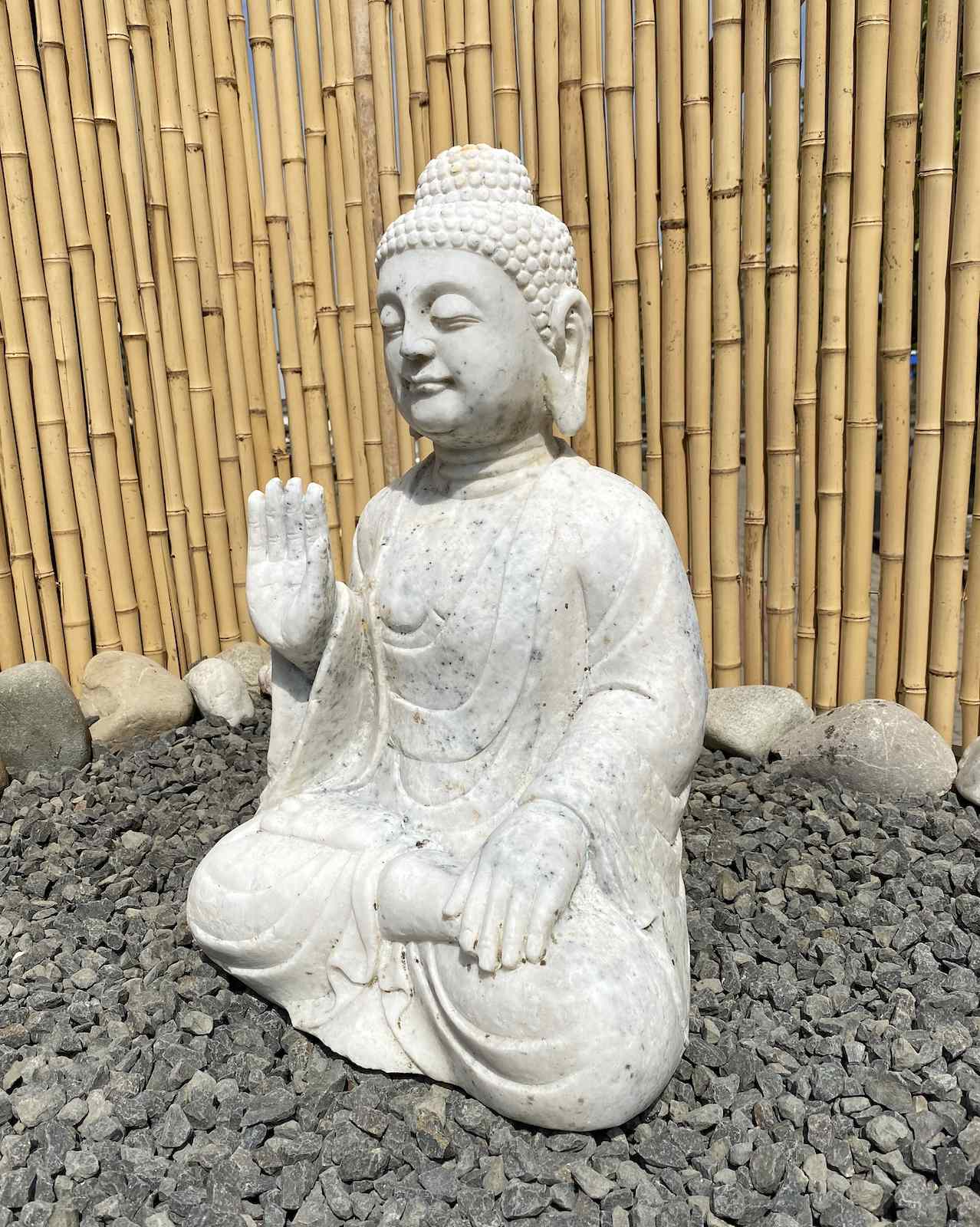 Sitzende Garten Buddha Figur 53cm groß weißer Marmor