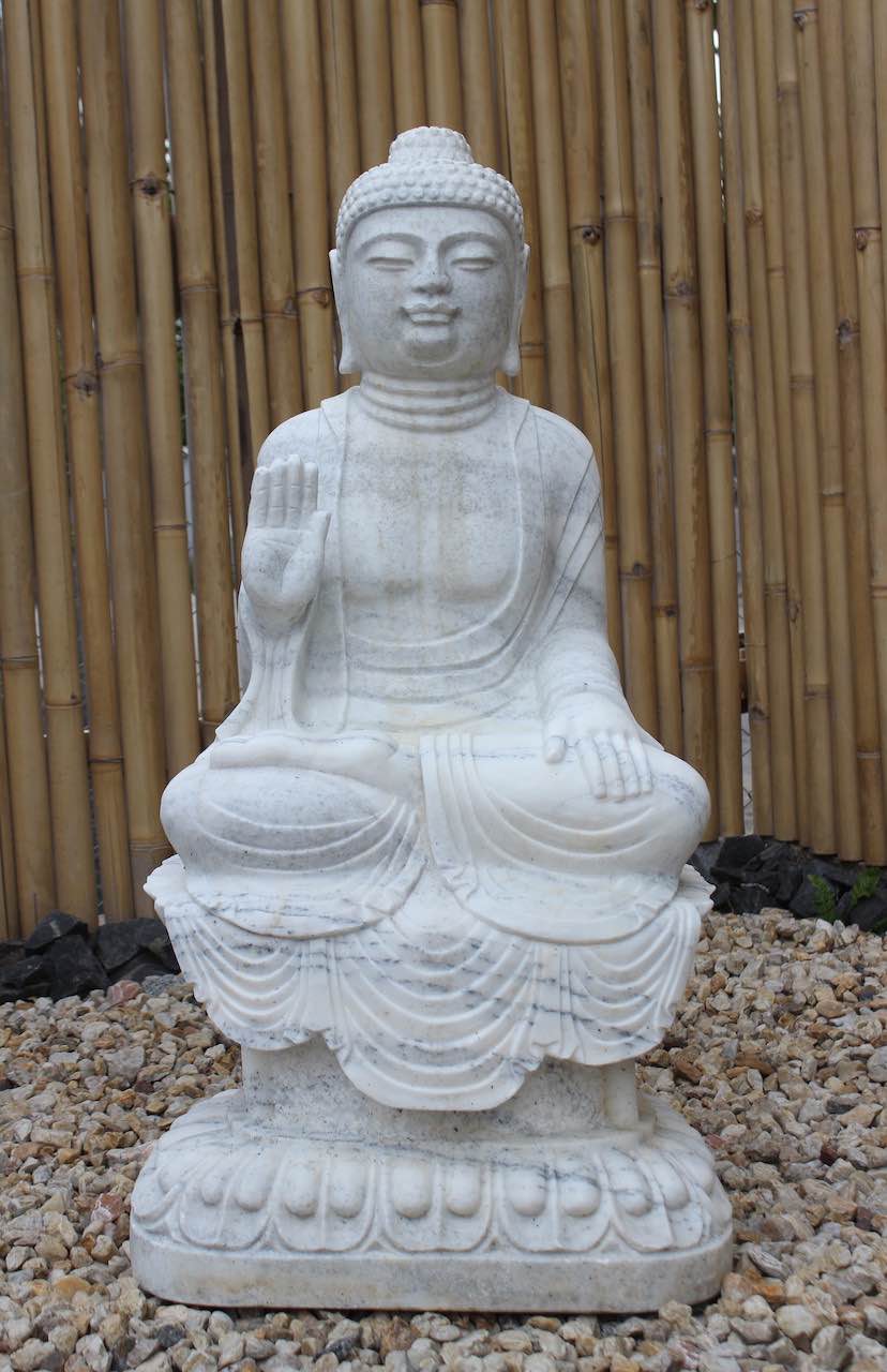 Sitzender Garten Buddha Statue 100cm Marmor Stein